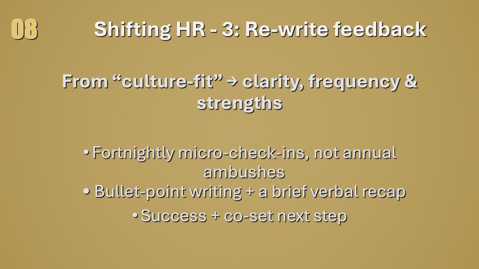 Shifting HR - Re-write feedback